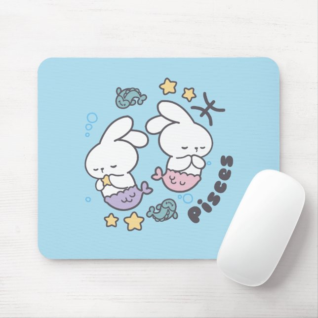 Pisces Harmony: Bunny Mermaid Duo Mouse Mat (With Mouse)
