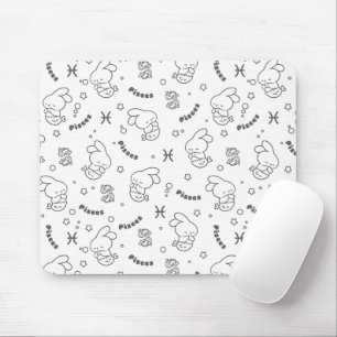 Pisces Harmony: Bunny Mermaids Pattern Line Art Mouse Mat