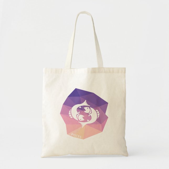 Pisces horoscope pink geometric tote bag (Front)