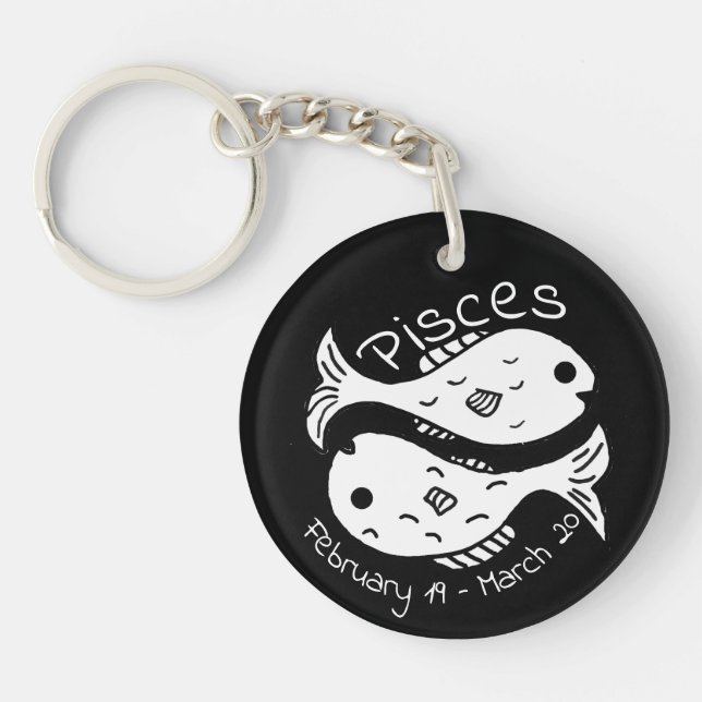 Pisces Horoscope Sign Key Ring (Front)
