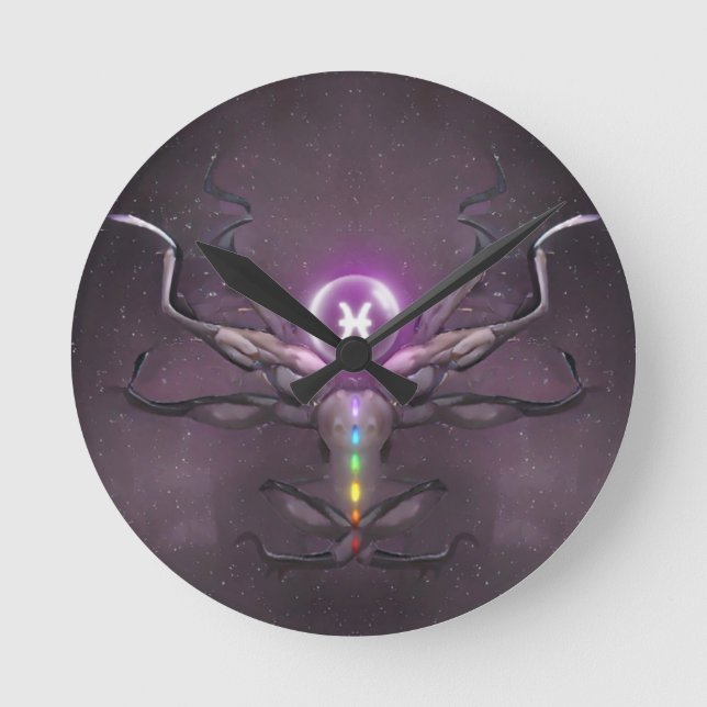 Pisces Horoscope Sign Wall Clock  (Front)