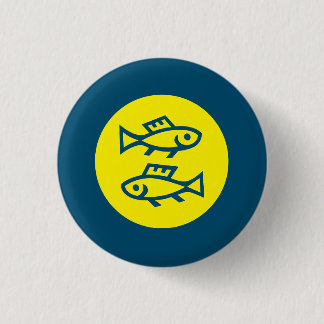 Pisces Horoscope Yellow Blue Modern Minimalist 3 Cm Round Badge