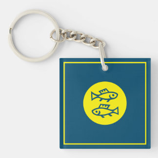 Pisces Horoscope Yellow Blue Modern Minimalist Key Ring