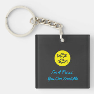 Pisces Horoscope Zodiac Sign Modern Minimalist Key Ring