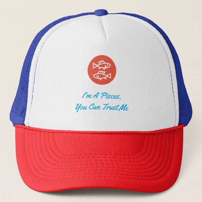 Pisces Horoscope Zodiac Sign Modern Minimalist Trucker Hat (Front)