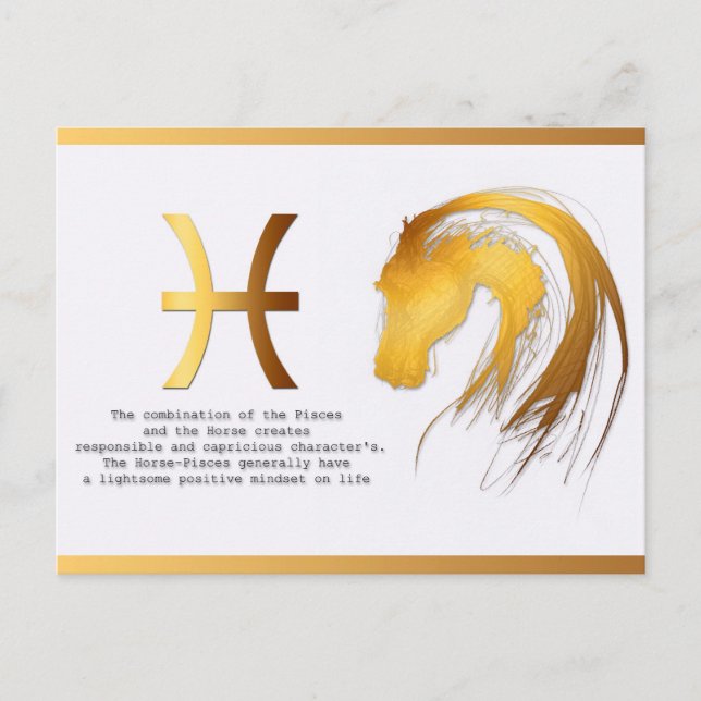 Pisces Horse Birthday Astrlogy Personality Postcard (Front)
