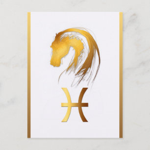 Pisces Horse Birthday Astrlogy Vertical Postcard
