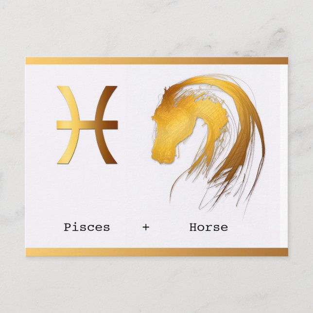 Pisces Horse Chinese Western Astrology birthday Postcard (Front)
