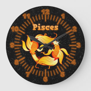Pisces illustration large clock