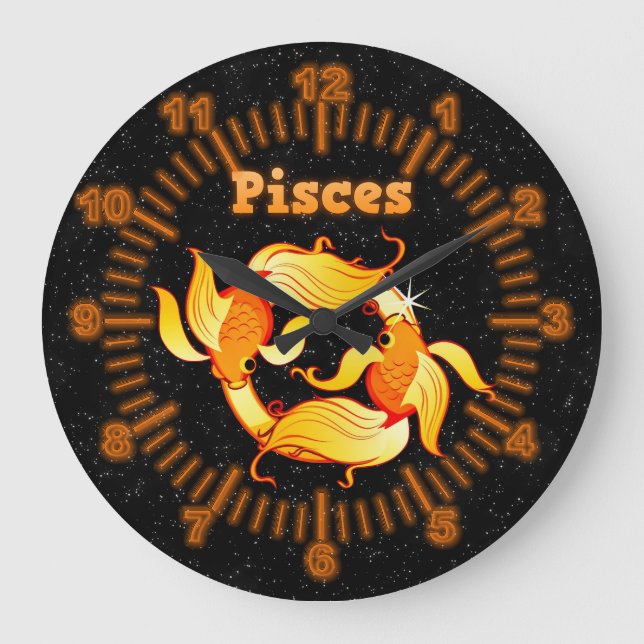 Pisces illustration large clock (Front)