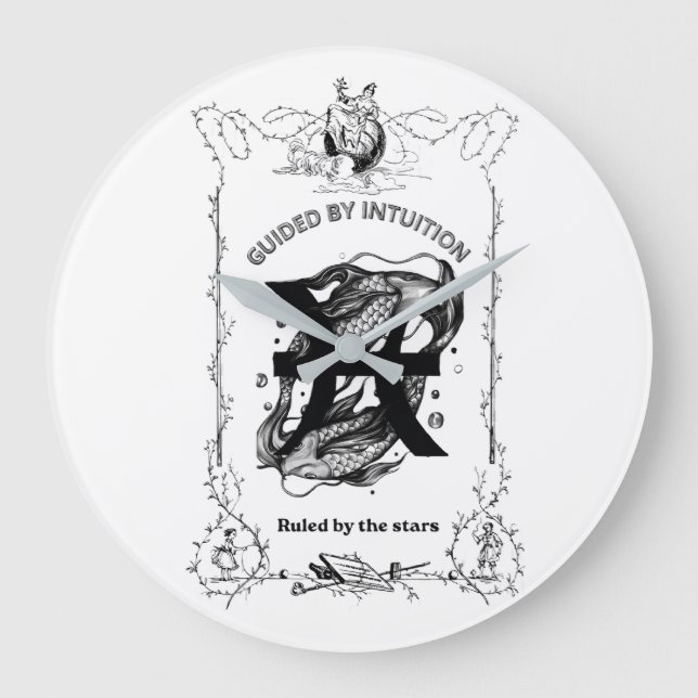 Pisces Intuition Celestial Design Large Clock (Front)