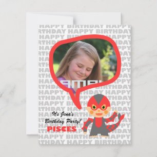 Pisces Kids Party Invitation with photo