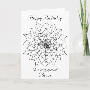 Pisces Mandala: Colour your own Birthday Card