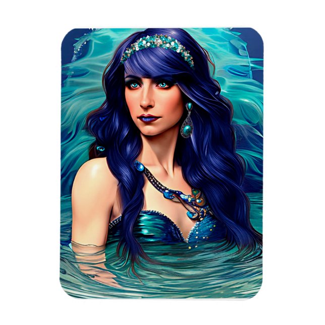 Pisces Mermaid Queen Original Fantasy art  Magnet (Vertical)
