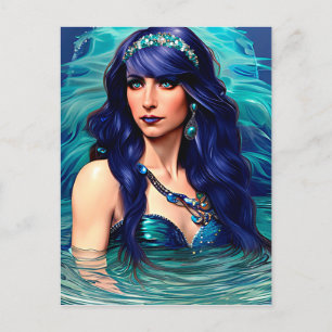 Pisces Mermaid Queen Original Fantasy art Postcard