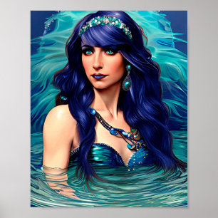 Pisces Mermaid Queen Original Fantasy art Poster
