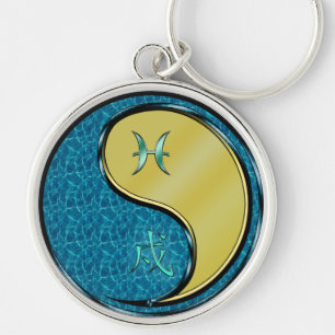 Pisces & Metal Dog Key Ring