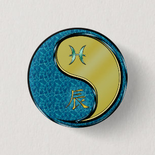 Pisces & Metal Dragon 3 Cm Round Badge