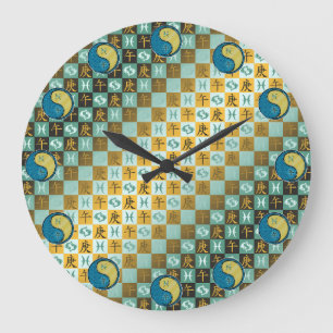 Pisces & Metal Horse Large Clock