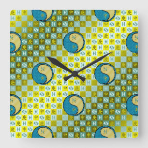 Pisces & Metal Monkey Square Wall Clock