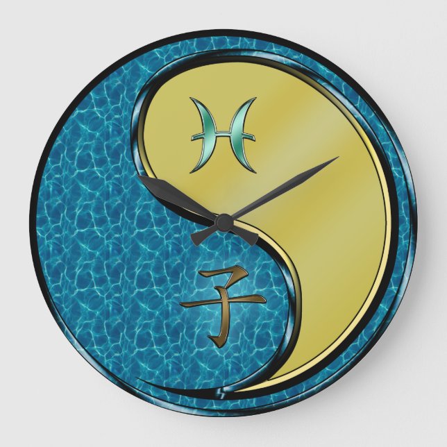 Pisces & Metal Rat Large Clock (Front)