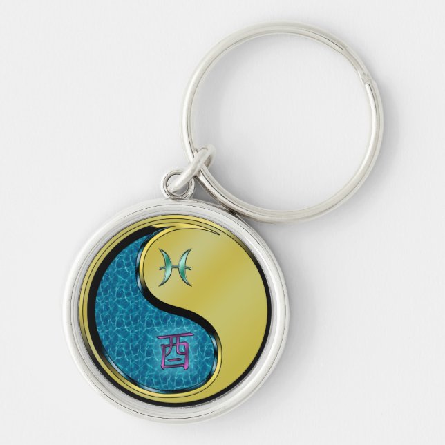 Pisces & Metal Rooster Key Ring (Front)