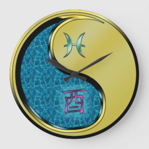 Pisces & Metal Rooster Large Clock