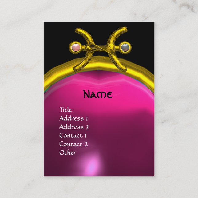 PISCES MONOGRAM Pearl Amethyst yellow pink purple Business Card (Front)