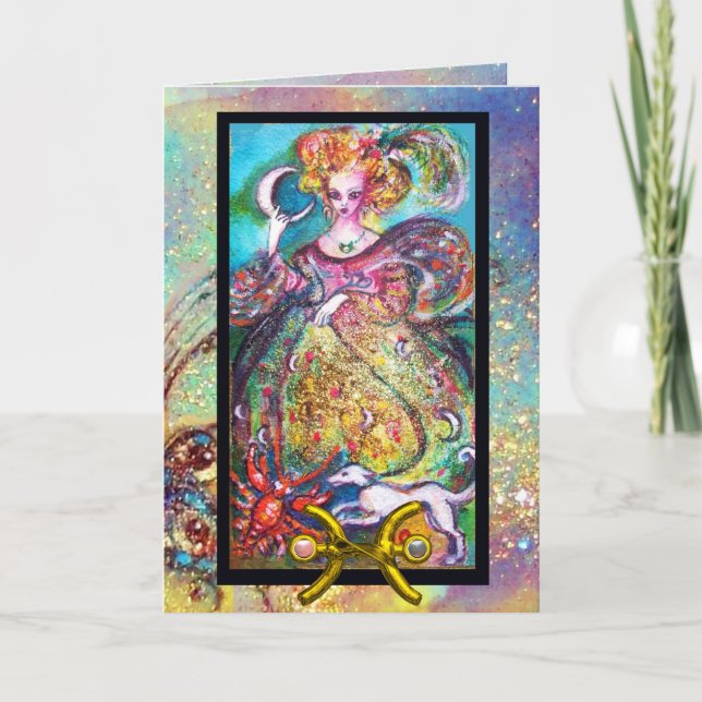 PISCES,MOON LADY,TAROT ASTROLOGY ZODIAC BIRTHDAY CARD (Front)