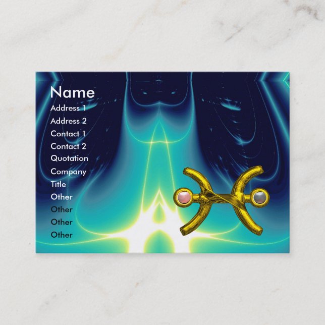 PISCES ,pearl,  bright vibrant  blue turquase pink Business Card (Front)