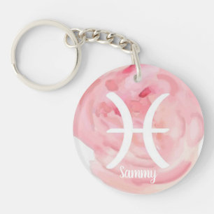 Pisces Personalised Watercolor Zodiac Sign Key Ring