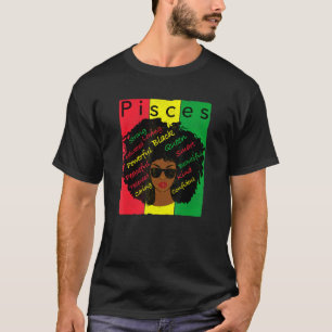 Pisces Pride  Black Woman Afro Horoscope Zodiac T-Shirt