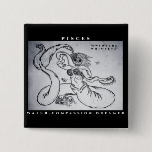 Pisces Print 15 Cm Square Badge