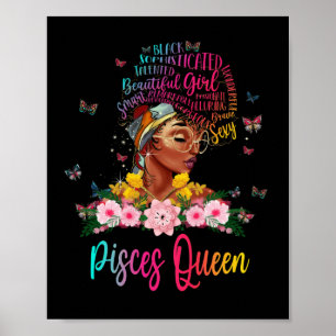 Pisces Queen Black Women Persistent Beautiful Poster