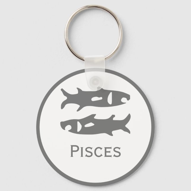 Pisces Sign of the Zodiac Design Key Ring (Front)