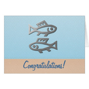 Pisces Silver Fish Birthday Congratulations