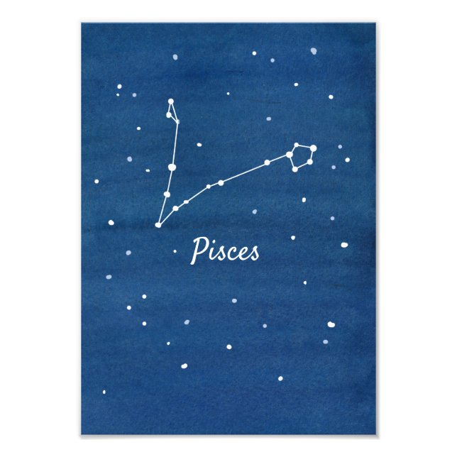 Pisces Star Constellation Blue Photo Print (Front)