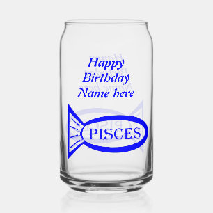 Pisces Star Sign Fish Custom Message Can Glass
