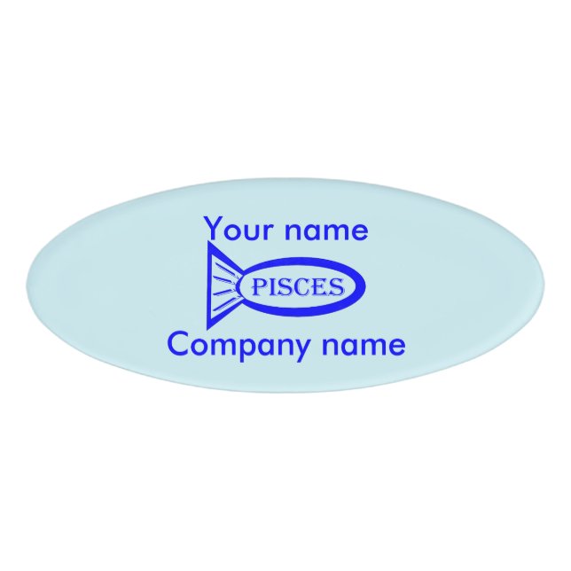 Pisces Star Sign Fish Custom Name Tag (Front)