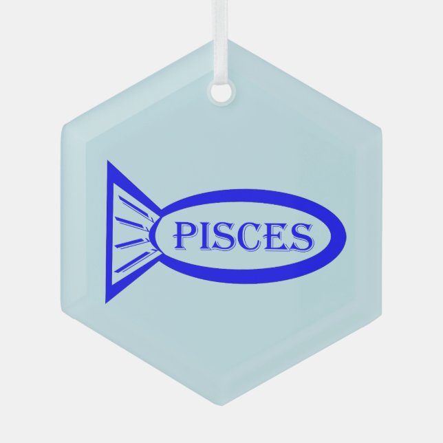 Pisces Star Sign Fish Glass Tree Decoration (Front)