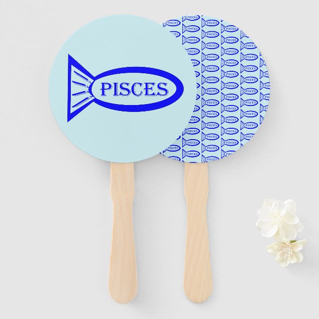 Pisces Star Sign Fish Hand Fan (Front and Back)