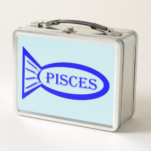 Pisces Star Sign Fish Metal Lunch Box