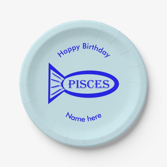 Pisces Star Sign Fish Paper Party Plate (Front)