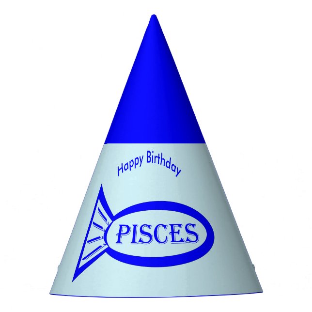 Pisces Star Sign Fish Party Hat (Front)