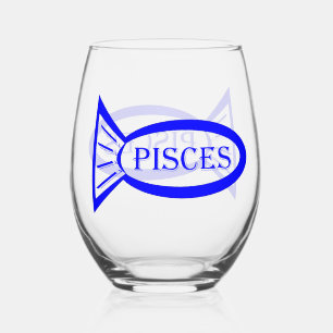 Pisces Star Sign Fish Stemless Wine Glass