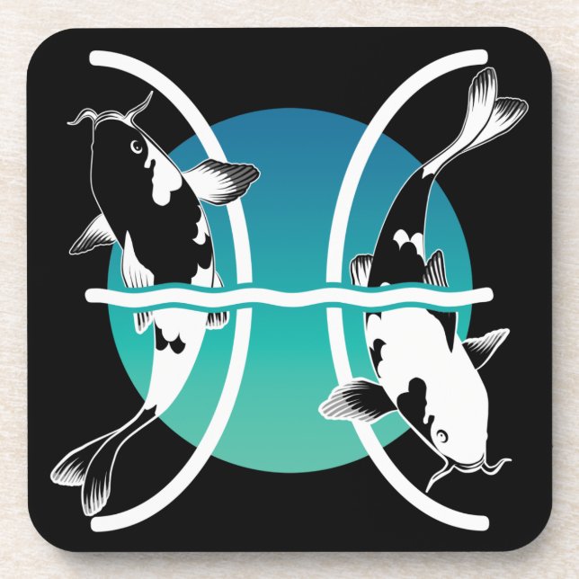 Pisces Symbol - Astrological Zodiac Sign Coaster (Front)