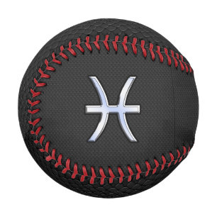 Pisces Symbol on Black Snake Skin style Baseball