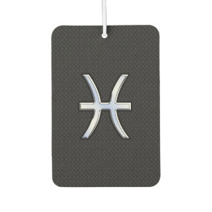 Pisces Symbol on Black Snake Skin style Car Air Freshener