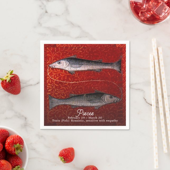 Pisces the Fish Zodiac Sign Birthday Party Napkin (Insitu)