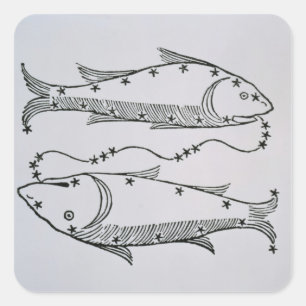 Pisces (the Fishes) an illustration from the 'Poet Square Sticker